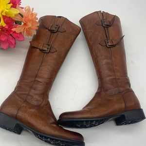 Clark’s Tall Carmel Brown Leather Boots Women’s Size 9